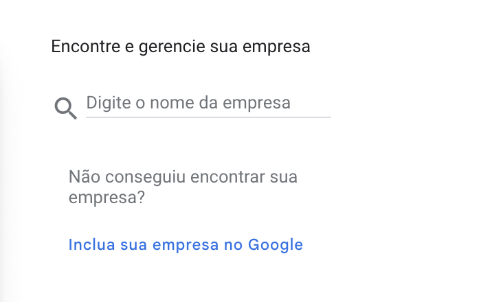 Tela do Google para encontrar ou incluir a empresa